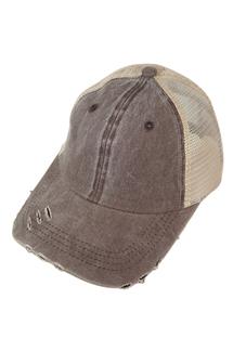 Adult Cotton Pigment Dyed Mesh Cap (Neutral Colors)-H1347B-DARK BROWN TAUPE